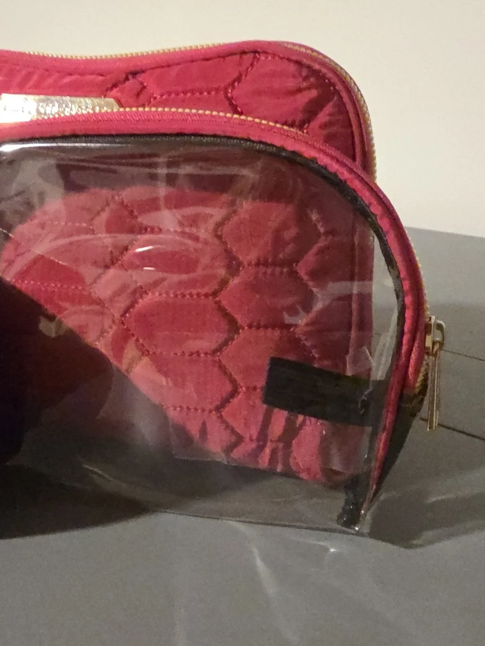 AIMEE KESTENBERG NWOT Chelsea Red Quilted Set of 3 Cosmetic Bags